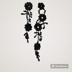 Black Lace floral Earrings. Different lengths for drama.